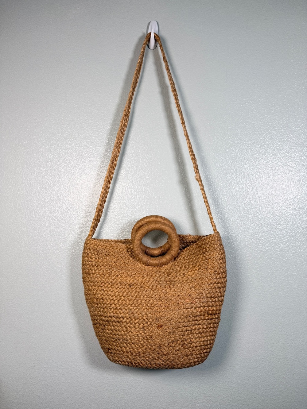 Zara Collection Natural Woven Jute Crossbody Tote Bag Boho Resort Beach - Picture 9 of 9
